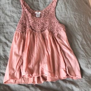 Pink crochet tank